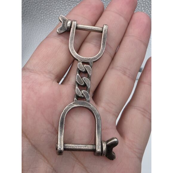 VINTAGE ON OF THE KIND ITALY STERLING SILVER 925 HORSESHOE BIT KEY CHAIN RING - Picture 13 of 16